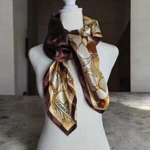 COACH SILK 35X35 Square Brown Tan and Creme